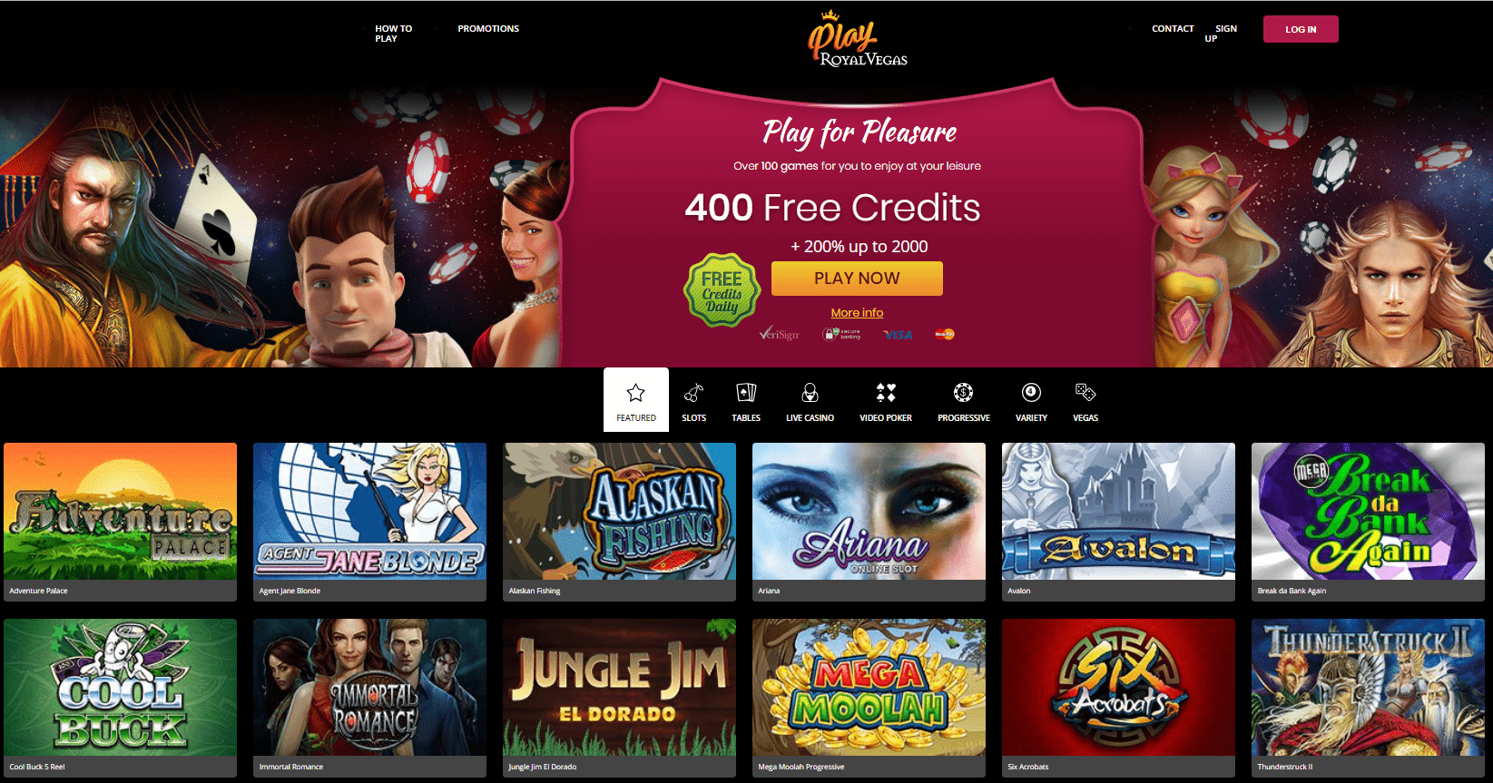 Royal Vegas fun casino homepage