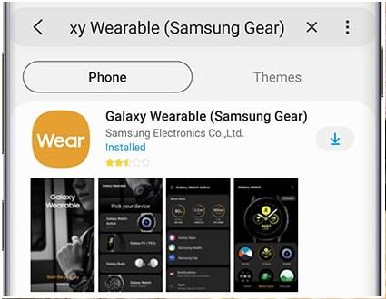 Samsung Galaxy wearable app