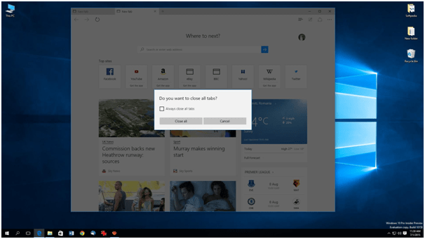 Microsoft Edge close all tabs How to enable it again